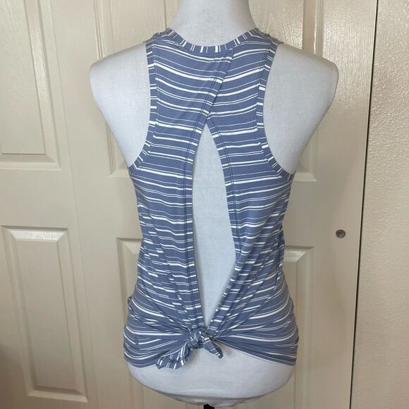 Lululemon All Tied Up Tank Cut Back Stripe Tempest Blue White - Picture 3 of 9